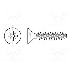 3205433, ВИНТ; ДЛЯ ТЕРМОПЛАСТОВ; 2,2X8; ГОЛОВКА: ПОТАЙНАЯ; POZIDRIV; PZ1