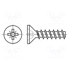 M2.5X14/BN82427 -AS, ВИНТ; ДЛЯ ТЕРМОПЛАСТОВ; 2,5X14; ГОЛОВКА: ПОТАЙНАЯ; POZIDRIV; PZ1