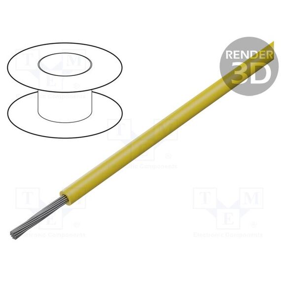 ПРОВОД; HOOKUP WIRE; ТРОС; CU; 20AWG; PTFE; ЖЕЛТЫЙ; 600В; 305М