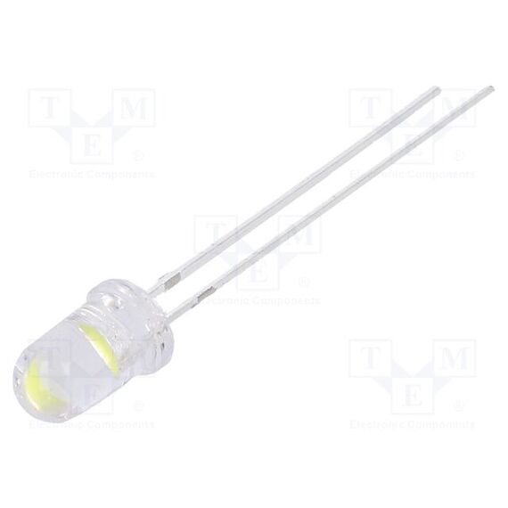 LED; БЕЛЫЙ ХОЛОДНЫЙ; 5ММ; 90000÷100000МКД; 15°; 7,8÷9,5ВDC