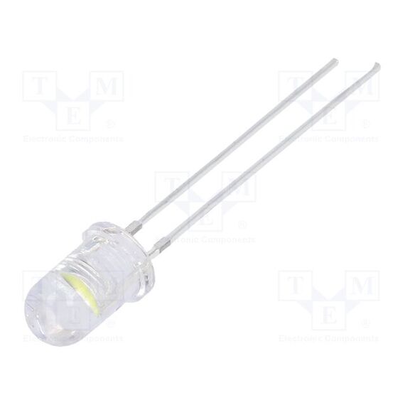 LED; БЕЛЫЙ ХОЛОДНЫЙ; 5ММ; 25000÷30000МКД; 60°; 7,8÷9,5ВDC; 11÷13ЛМ