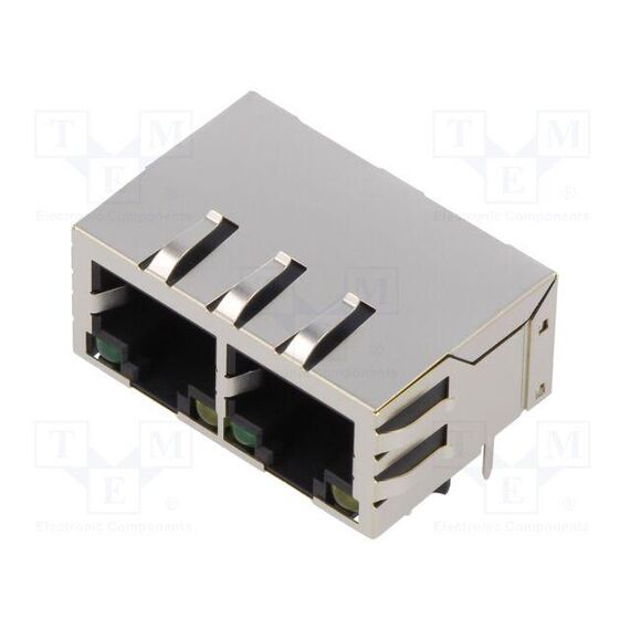РАЗЪЕМ: RJ45; ГНЕЗДО; PIN: 8; ЭКРАНИРОВАННЫЙ,С LED; 8P8C; THT