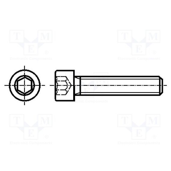 ВИНТ; M8X25; 1,25; ГОЛОВКА: ЦИЛИНДРИЧЕСКАЯ; ШЕСТИГРАННЫЙ; HEX 6ММ