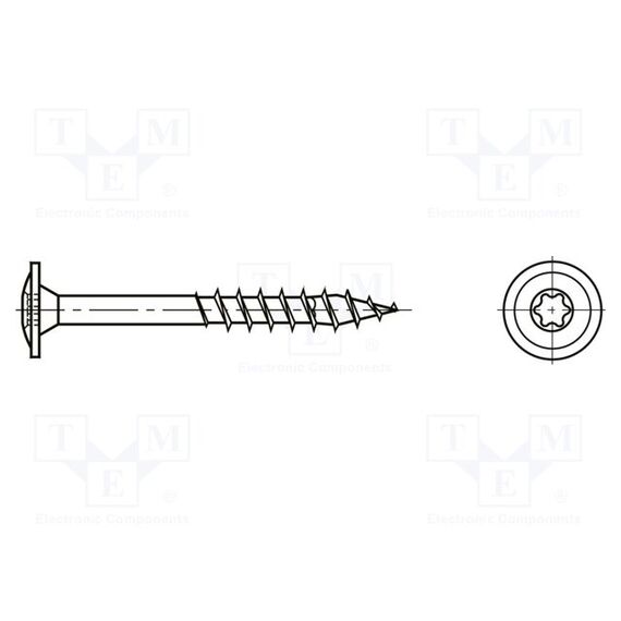 ВИНТ; ДЛЯ ДРЕВЕСИНЫ; С ЮБКОЙ; 10X450; ГОЛОВКА: ЦИЛИНДРИЧЕСКАЯ