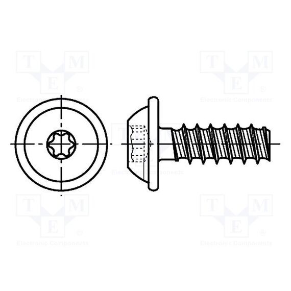 ВИНТ; ДЛЯ ТЕРМОПЛАСТОВ; 2,2X5; ГОЛОВКА: СФЕРИЧЕСКАЯ; TORX® PLUS
