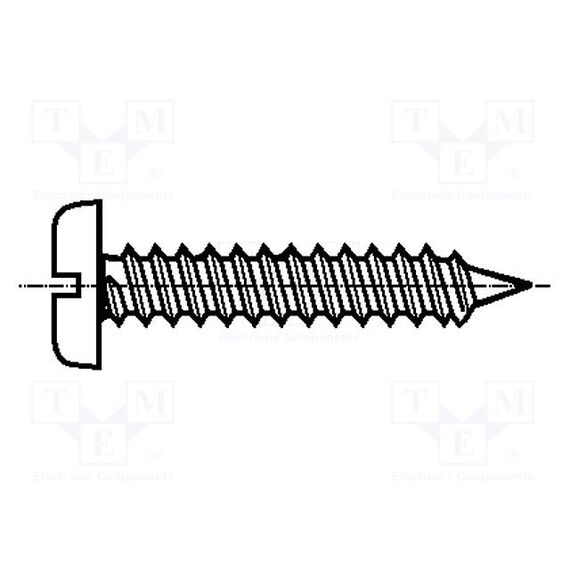 ВИНТ; 2,2X9,5; ГОЛОВКА: ЦИЛИНДРИЧЕСКАЯ; ПРЯМОЙ; 0,6ММ; СТАЛЬ; ЦИНК
