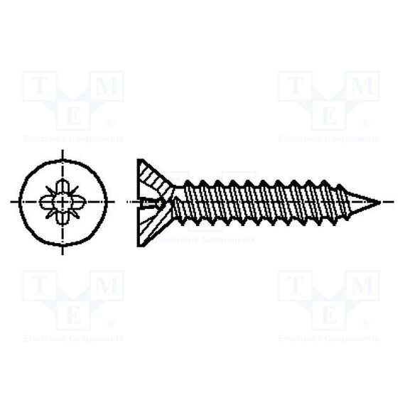 ВИНТ; ДЛЯ МЕТАЛЛА; 2,9X8; ГОЛОВКА: ПОТАЙНАЯ; POZIDRIV; PZ1; ЦИНК