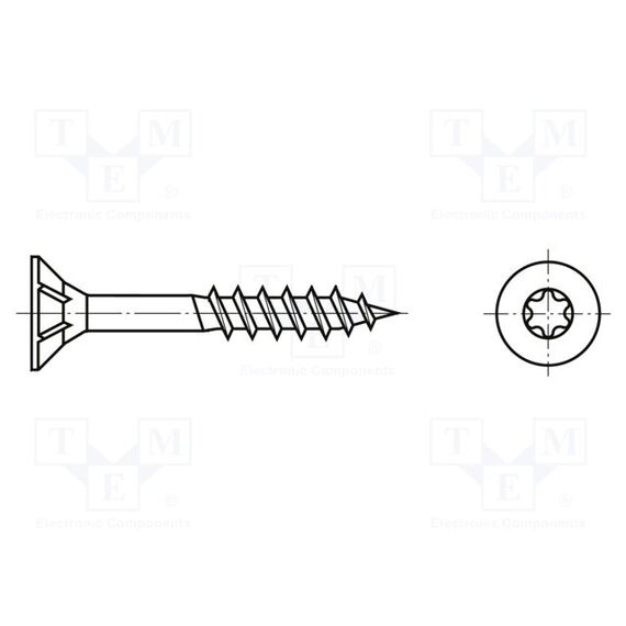 ВИНТ; ДЛЯ ДРЕВЕСИНЫ; 4,5X40; ГОЛОВКА: ПОТАЙНАЯ; TORX®; TX20; ЦИНК