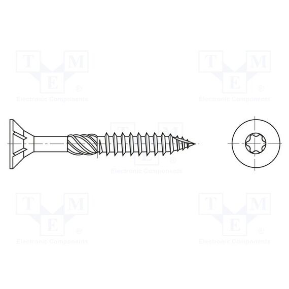 ВИНТ; ДЛЯ ДРЕВЕСИНЫ; 5X80; ГОЛОВКА: ПОТАЙНАЯ; TORX®; TX25; ЦИНК