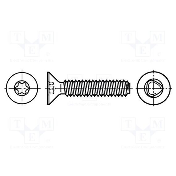 ВИНТ; 6X16; ГОЛОВКА: ПОТАЙНАЯ; TORX®; TX30; СТАЛЬ; ЦИНК; DIN 7500