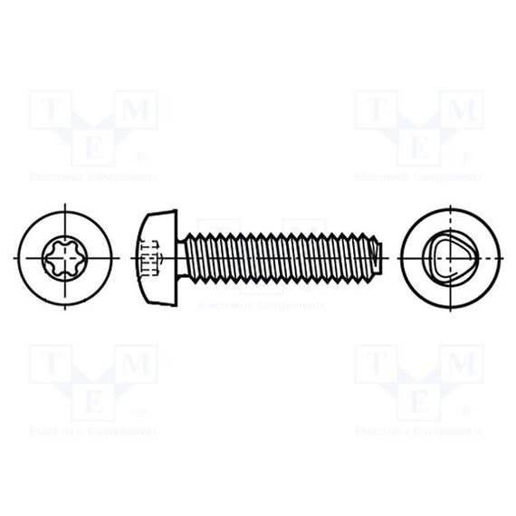 ВИНТ; ДЛЯ МЕТАЛЛА; 6X8; ГОЛОВКА: ЦИЛИНДРИЧЕСКАЯ; TORX®; TX30; СТАЛЬ